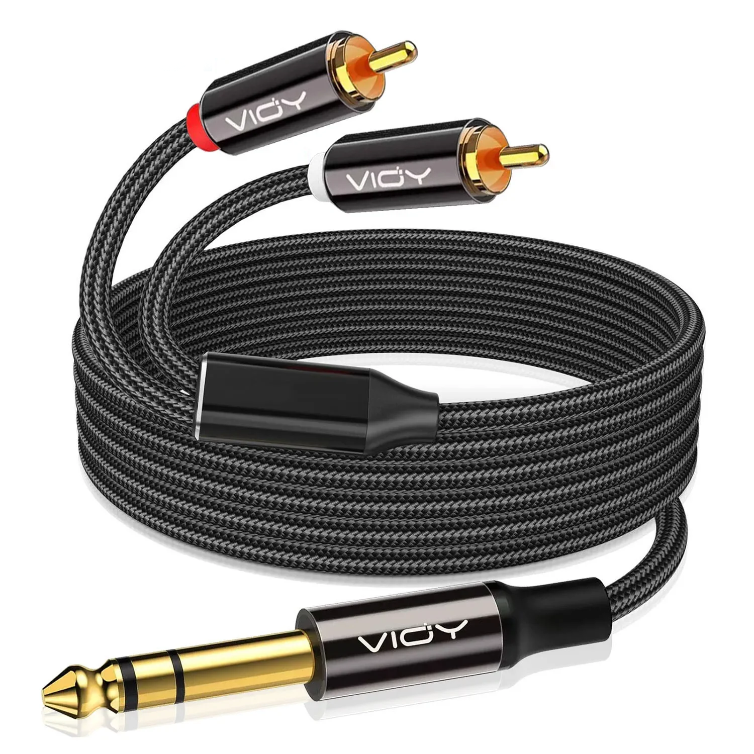 Audio Music Interface - 6.35mm To 2RCA Cable 1/4Inch Male