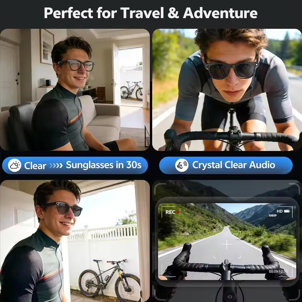 Wireless Smart Camera Glasses  - Audio Music To Video avaliação e preço