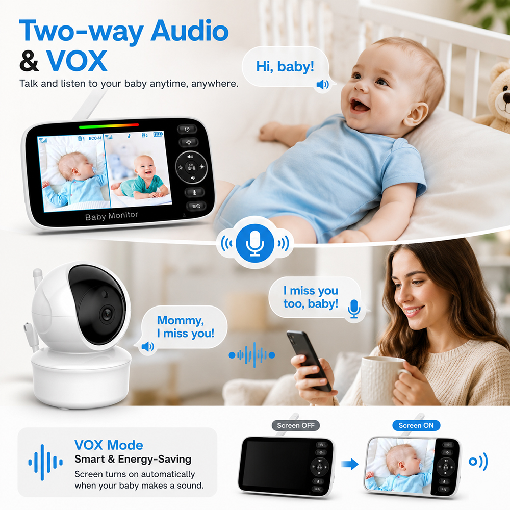 4.3 Inch Split Screen Baby Mon - Audio Music Google avaliação e preço