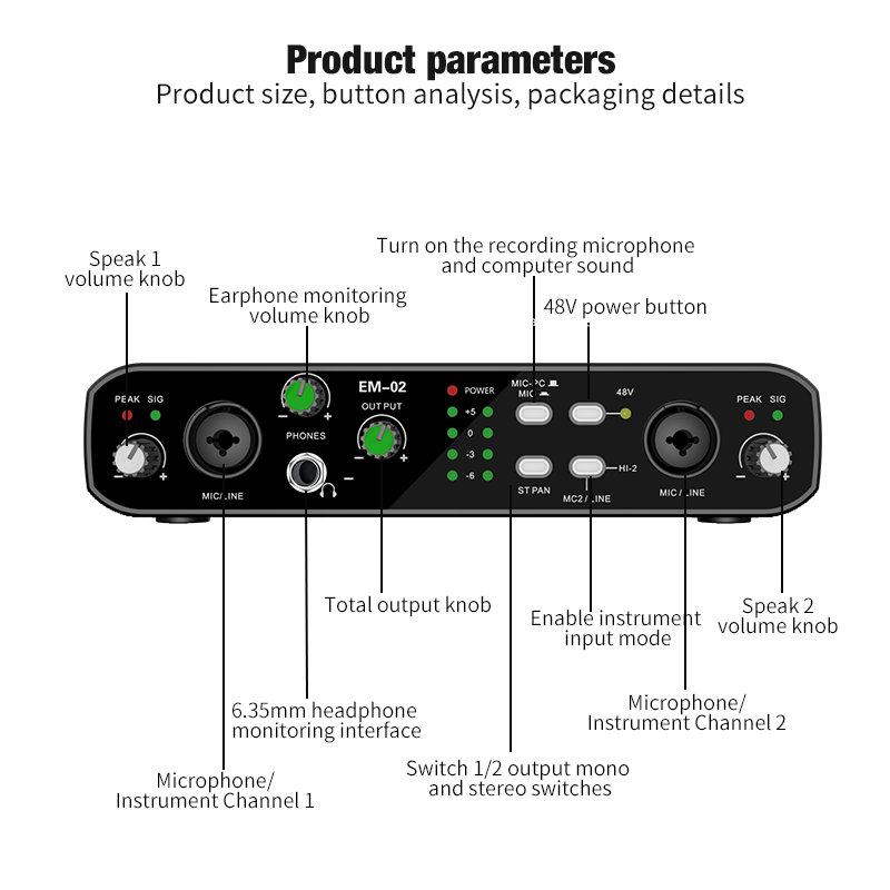 Audio Interface With Microphon - Audio Music Interface avaliação e preço