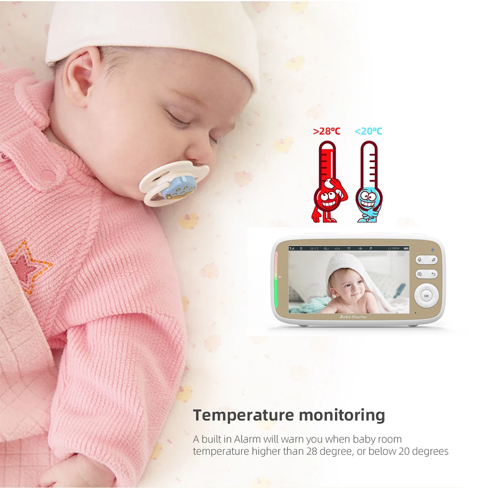 5 Inch Indoor Baby Monitor wit - Zoom Audio Music avaliação e preço