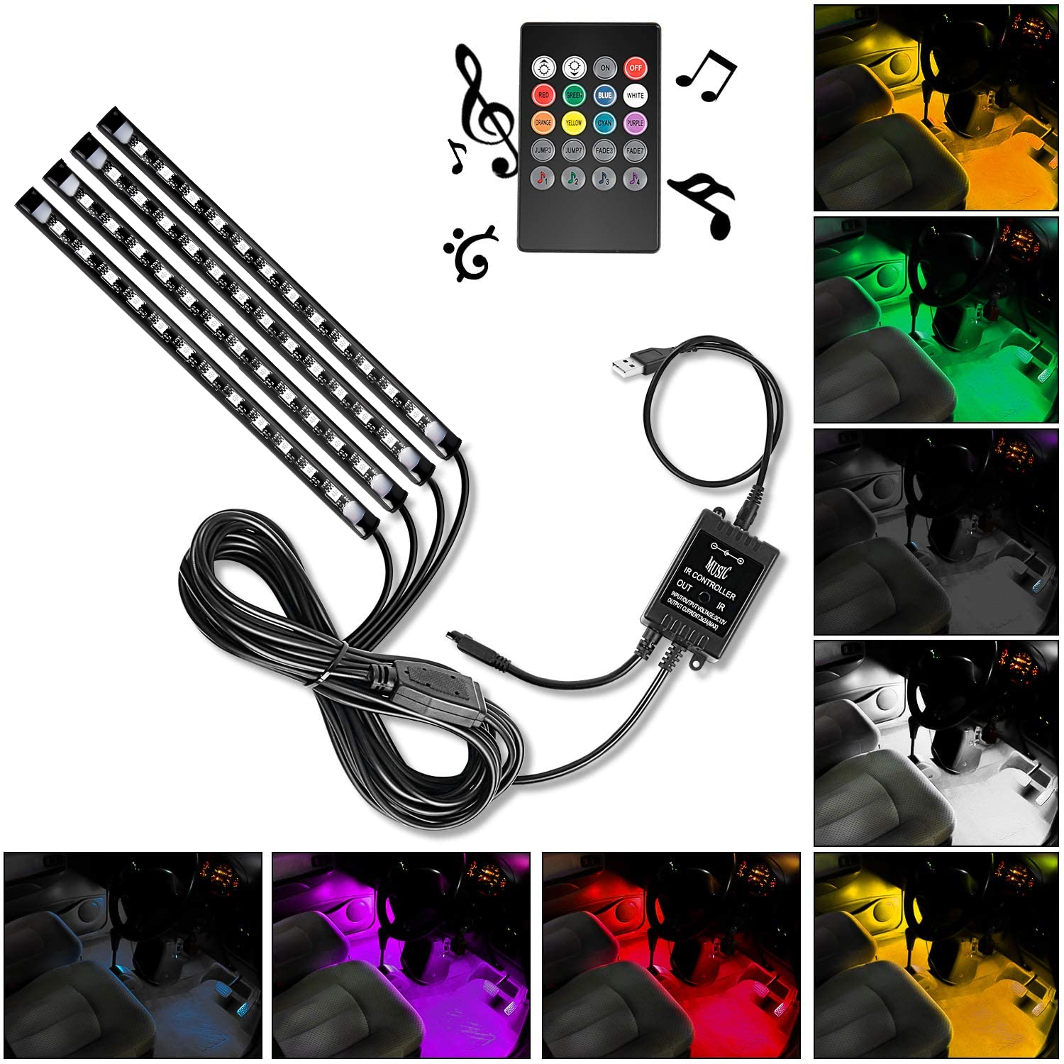 4PCS USB Interior Lights Multi - Audio Music Light avaliação e preço