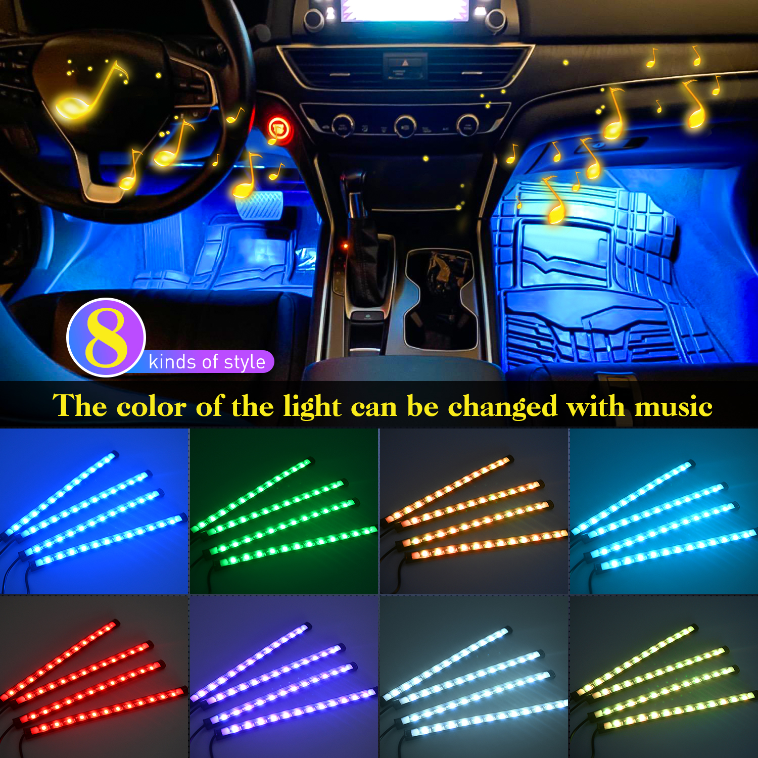 4PCS USB Interior Lights Multi - Audio Music Light avaliação e preço