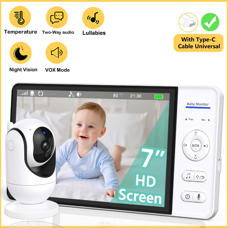 No WiFi 7 Inch Baby Monitor 2- - Audio Music To Video avaliação e preço