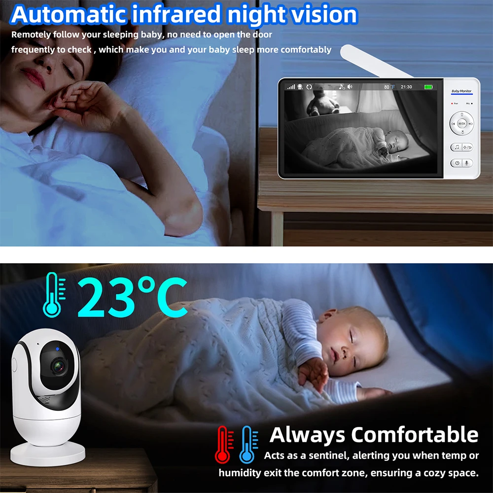 No WiFi 7 Inch Baby Monitor 2- - Audio Music To Video avaliação e preço