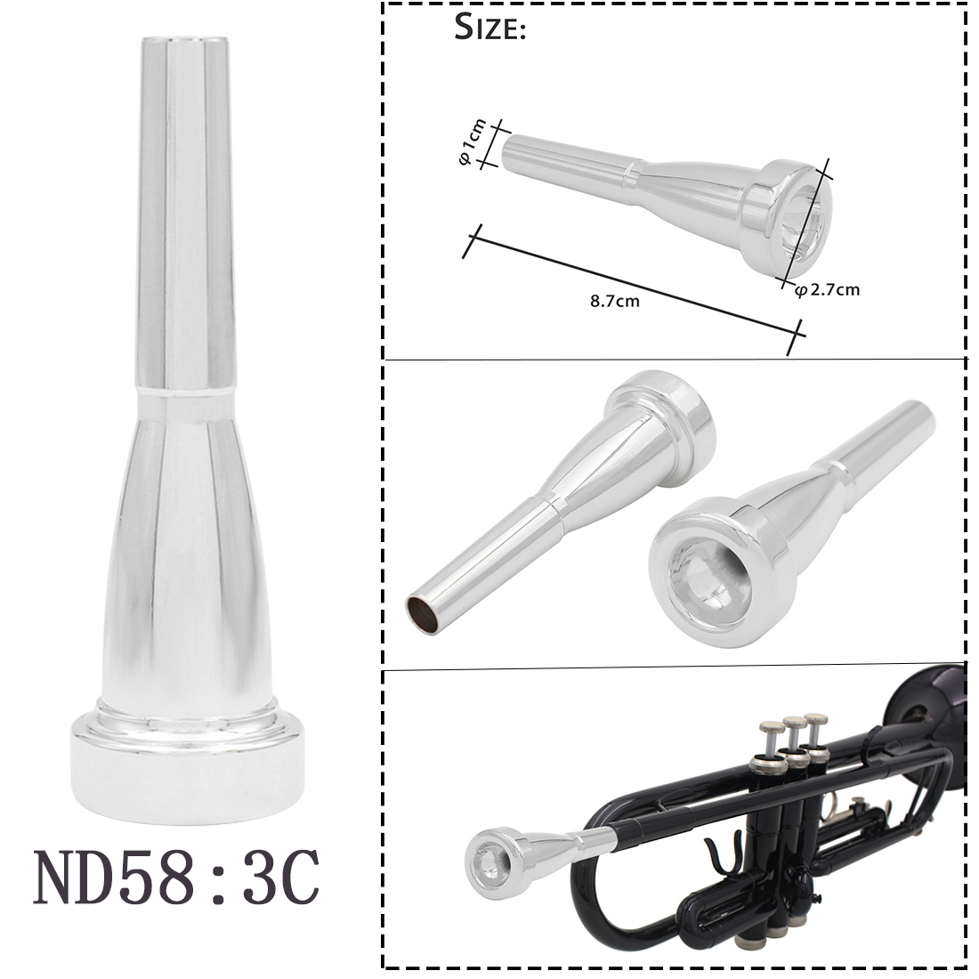 SLADE Brass Instrument Trumpet - Trombone Mouthpiece avaliação e preço