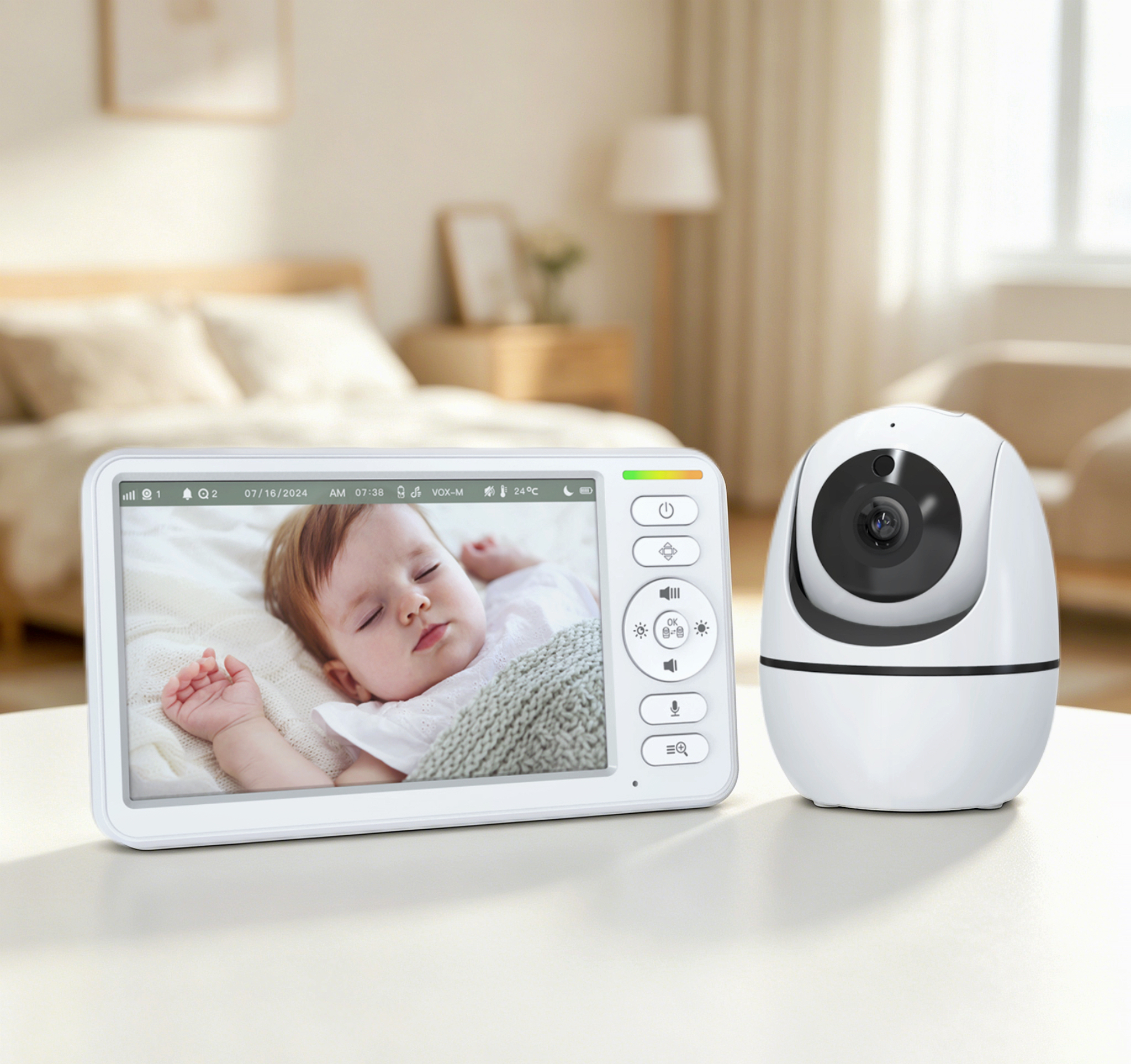 5 Inch Baby Monitor with PTZ C - Zoom Audio Music avaliação e preço