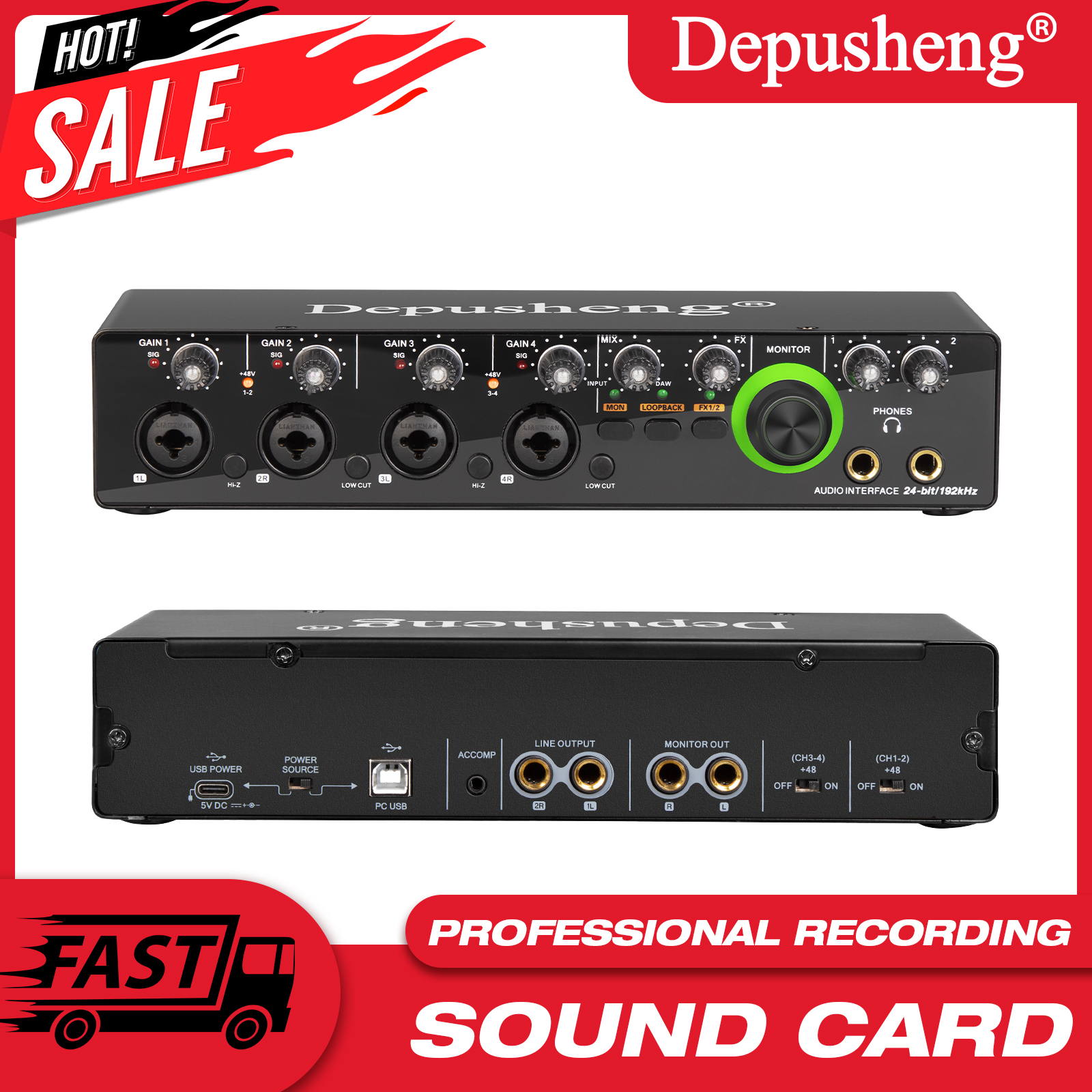 Newest 4 Channel Audio Sound C - Audio Music Interface avaliação e preço