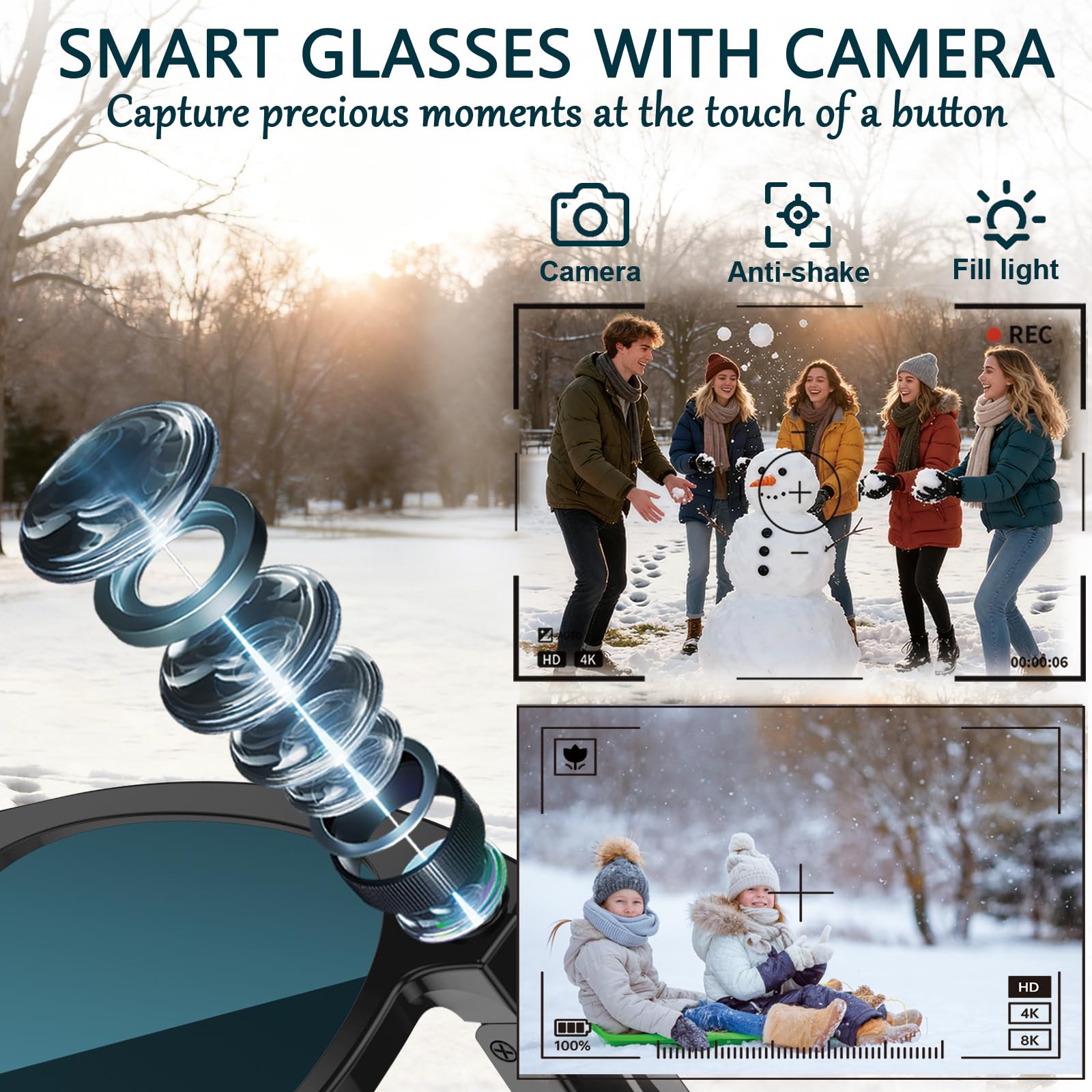 Black Smart Ai Glasses for Men - Audio Music To Video avaliação e preço