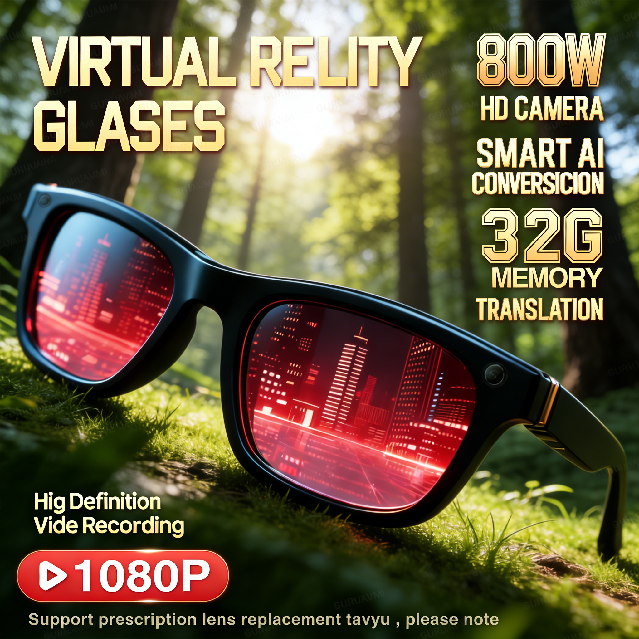 2026 New AI Smart Glasses with - Audio Music To Video avaliação e preço