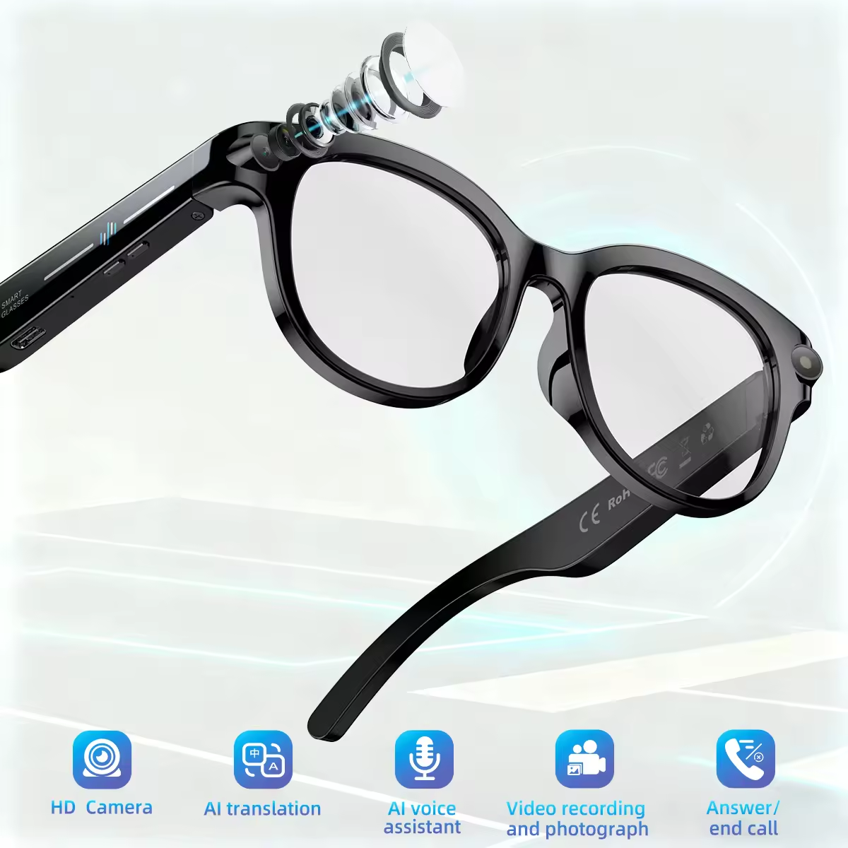 2026 New AI Smart Glasses with - Audio Music To Video avaliação e preço