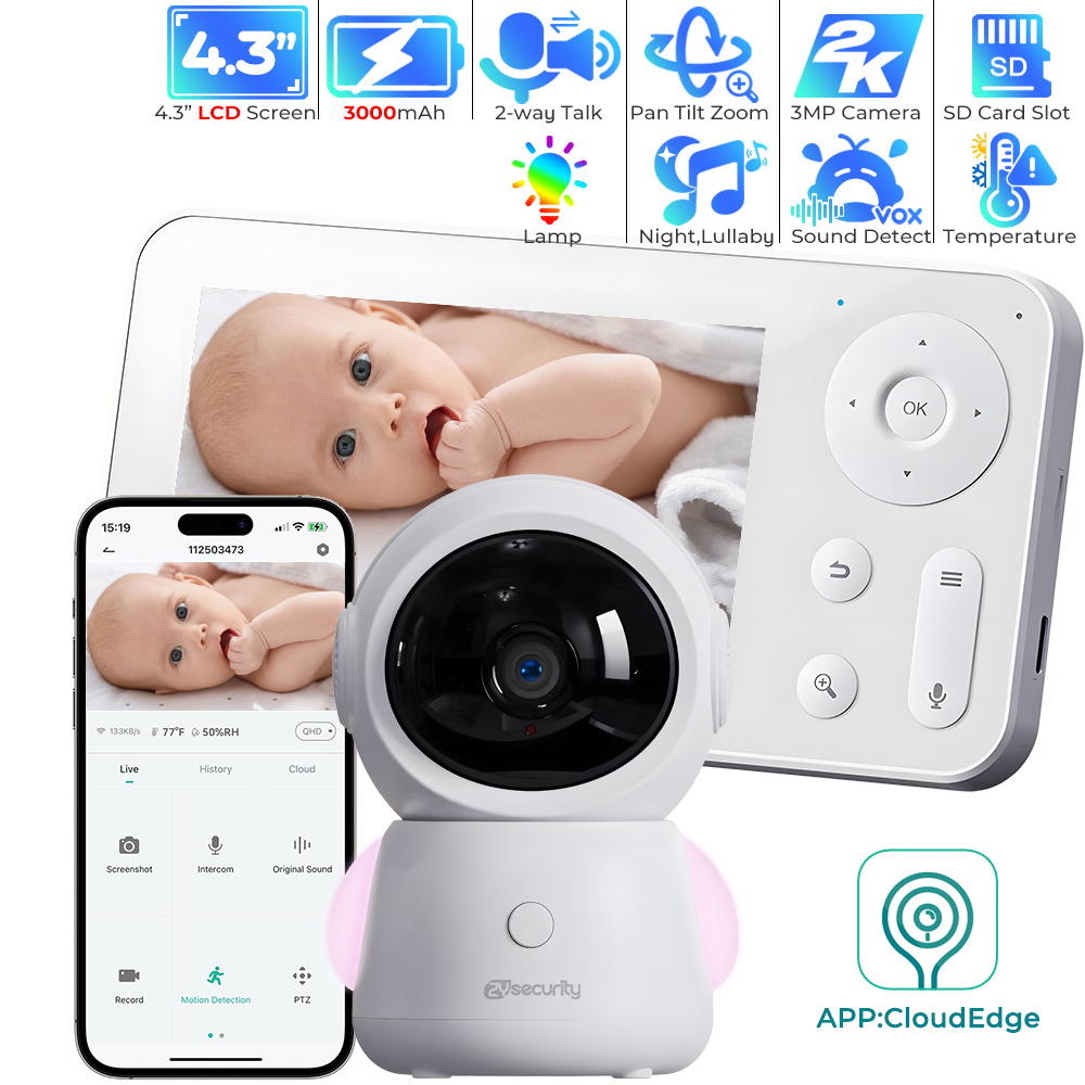 2K WiFi Baby Monitor with App, - Audio Music Google avaliação e preço