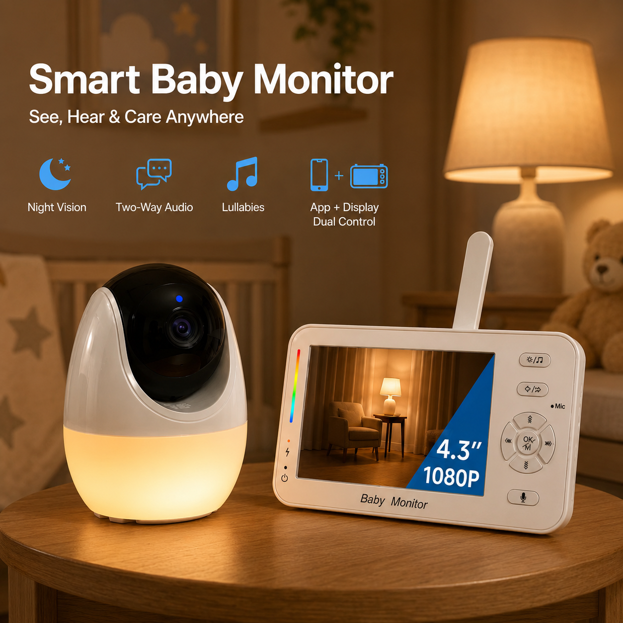 Smart Baby Monitor with Night  - Audio Music Light avaliação e preço