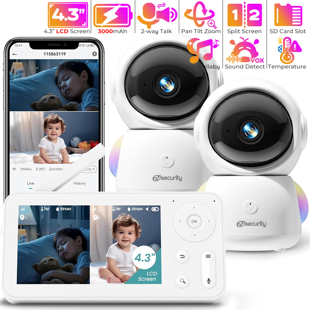 2K Baby Monitor with 2 Cameras - Audio Music Light avaliação e preço