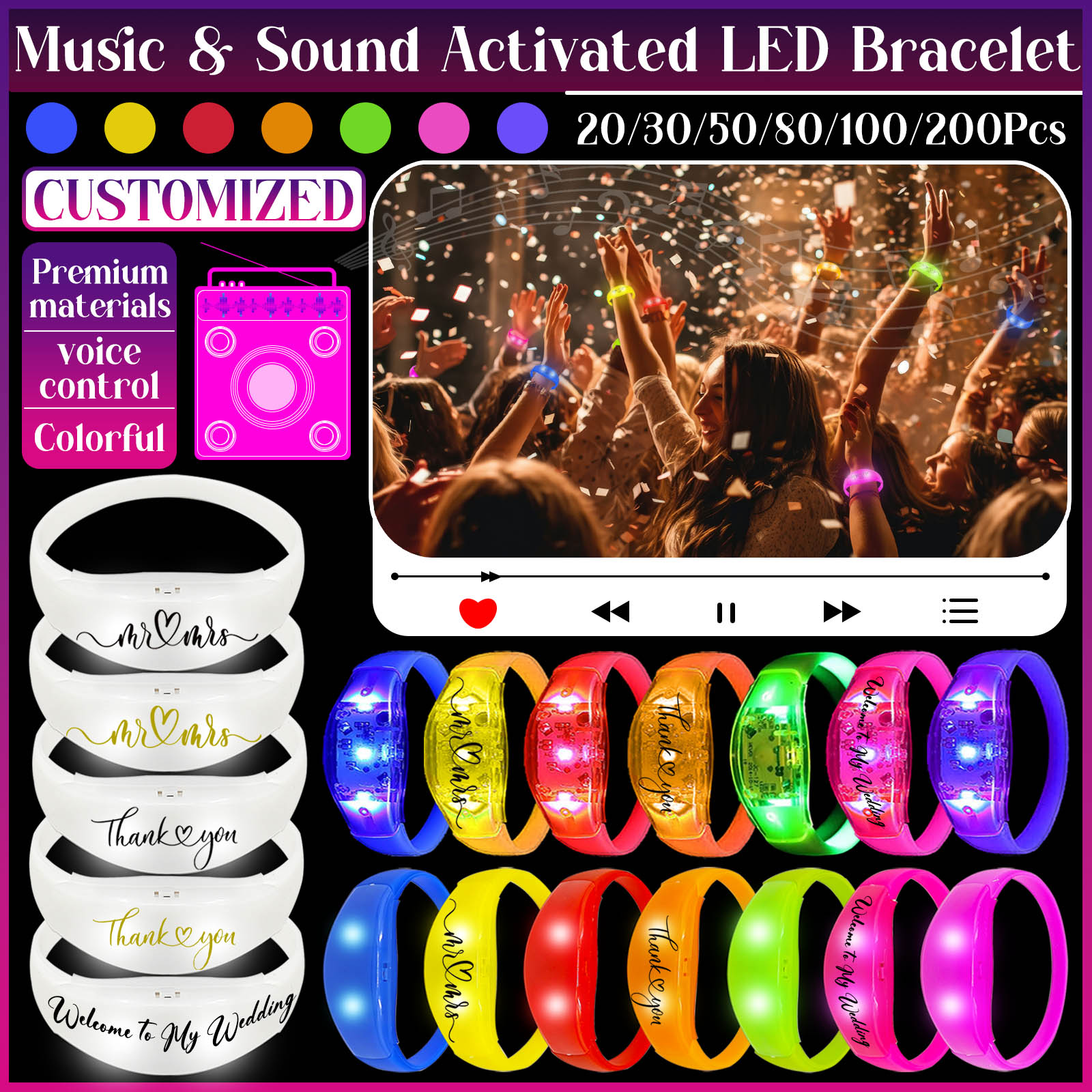20-200Pcs Music And Sound Acti - Audio Music Light avaliação e preço