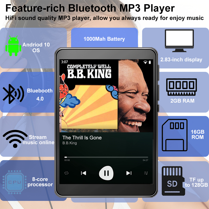 WiFi MP3 Player Andriod 10 Spo - Audio Music Mp3 Download avaliação e preço